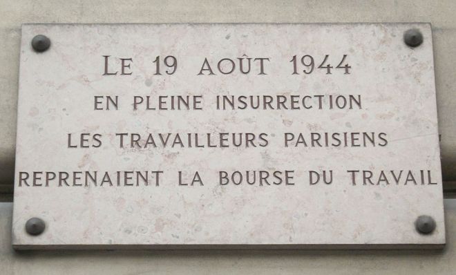 Placa comemorativa - Bolsa do Trabalho de Paris